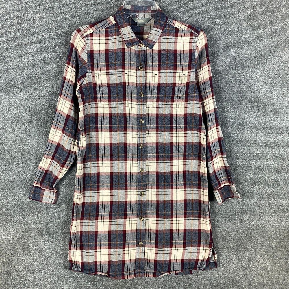 Natural Reflections Shirt Dress Women's Size‎ 4 Long Sleeve Plaid Button Up